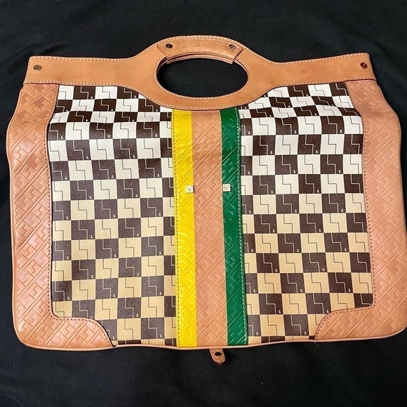 L.A.M.B. Checkered Y2K Leather Bag Clutch Vintage Gwen Stefani - Picture 3 of 4